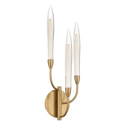 Wall Sconce Thesis 207268A Calle 27 inch 3 light Brass LED Wall Sconce with Gold Leaf Hand Pressed Glass Shades THESIS