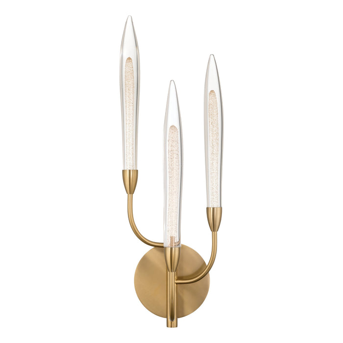 Wall Sconce Thesis 207268A Calle 27 inch 3 light Brass LED Wall Sconce with Gold Leaf Hand Pressed Glass Shades THESIS