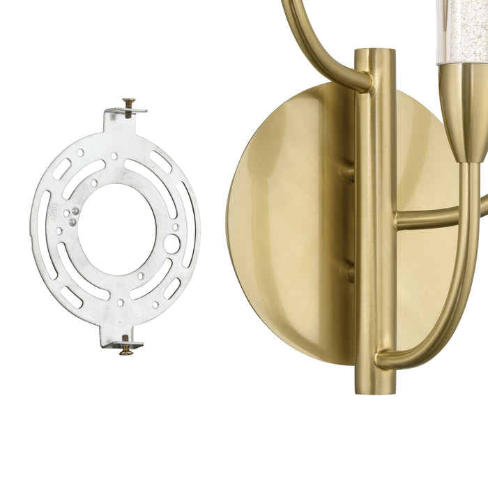 Wall Sconce Thesis 207268A Calle 27 inch 3 light Brass LED Wall Sconce with Gold Leaf Hand Pressed Glass Shades THESIS