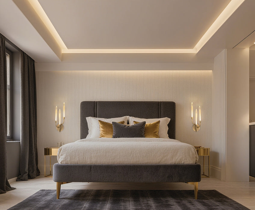 Wall Sconce Thesis 207268A Calle 27 inch 3 light Brass LED Wall Sconce with Gold Leaf Hand Pressed Glass Shades THESIS