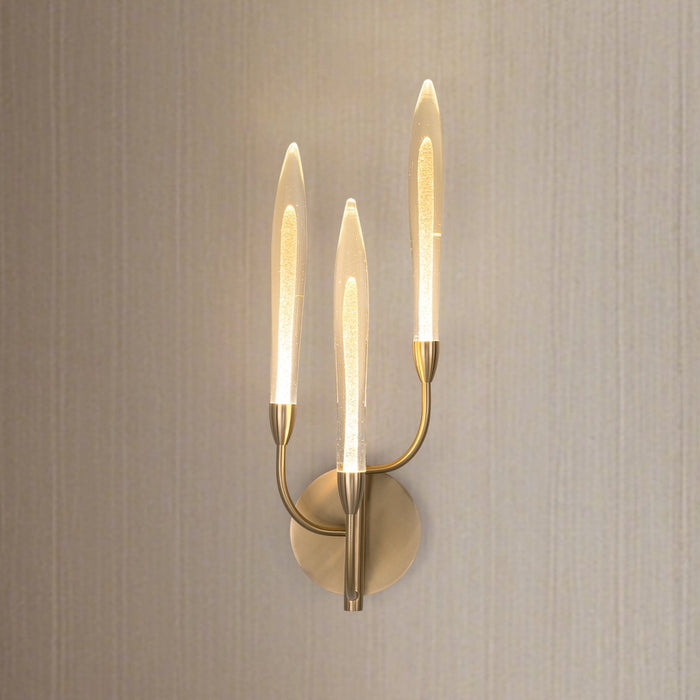 Wall Sconce Thesis 207268A Calle 27 inch 3 light Brass LED Wall Sconce with Gold Leaf Hand Pressed Glass Shades THESIS