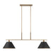 Chandelier Thesis 207336A Mcgill 60 inch 2 light Natural Brass Linear Chandelier with Matte Black and Gold Metal Shades THESIS