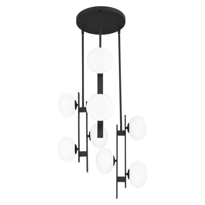 Chandelier Thesis 207387A Julep 22 inch 9 light Matte Black Chandelier with Opal Glass Shades THESIS