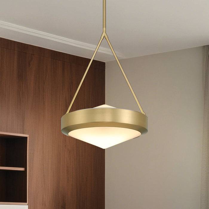 Pendant Light Thesis 207424A Agate 15 inch 3 light Champagne Gold Pendant Light with Opal Glass Shade THESIS