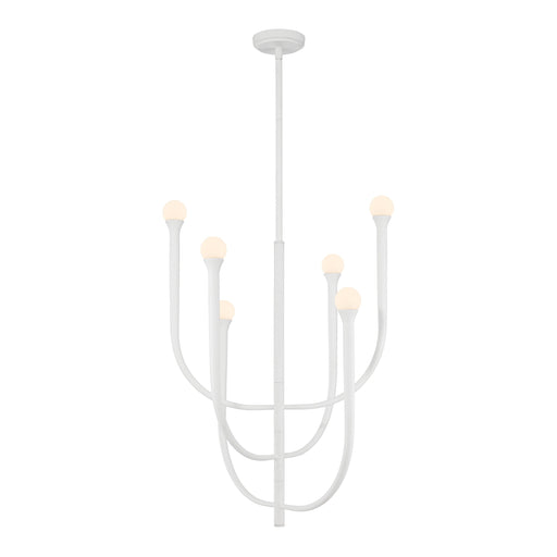 Chandelier Thesis 207252A Dahlia 23 inch 6 light Textured White Chandelier with Opal Glass Shades THESIS