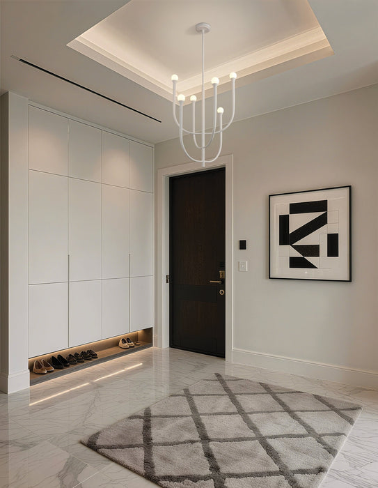 Chandelier Thesis 207252A Dahlia 23 inch 6 light Textured White Chandelier with Opal Glass Shades THESIS