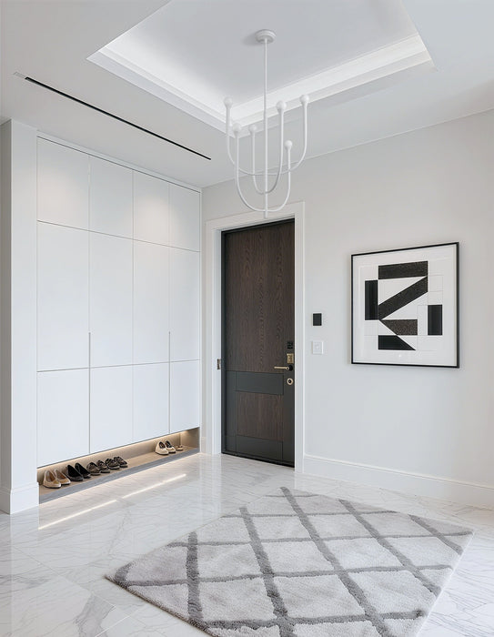 Chandelier Thesis 207252A Dahlia 23 inch 6 light Textured White Chandelier with Opal Glass Shades THESIS