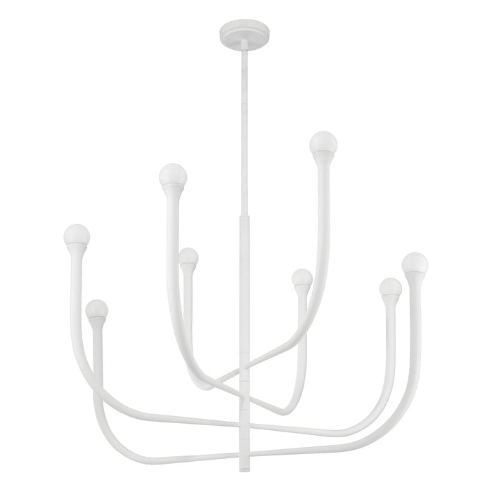 Chandelier Thesis 207253A Dahlia 36 inch 8 light Textured White Chandelier with Opal Glass Shades THESIS