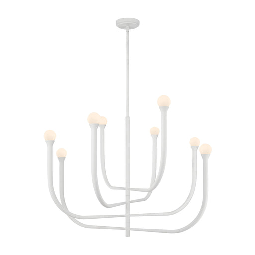 Chandelier Thesis 207253A Dahlia 36 inch 8 light Textured White Chandelier with Opal Glass Shades THESIS