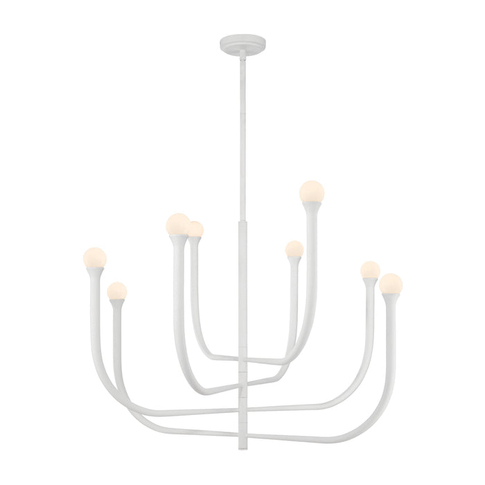 Chandelier Thesis 207253A Dahlia 36 inch 8 light Textured White Chandelier with Opal Glass Shades THESIS