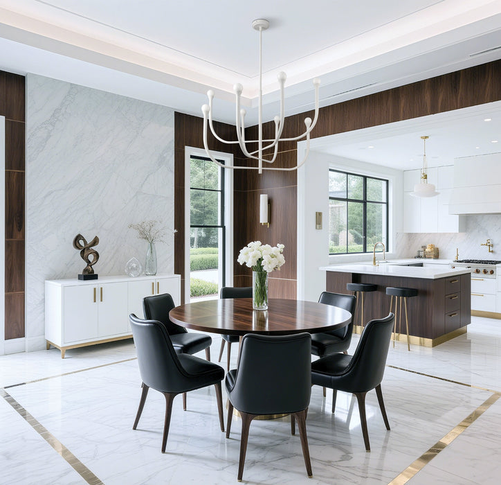 Chandelier Thesis 207253A Dahlia 36 inch 8 light Textured White Chandelier with Opal Glass Shades THESIS