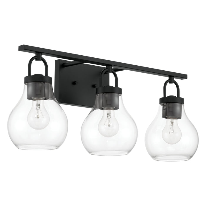 Vanity Light Thesis 207636A Mansfield 24 inch 3 light Matte Black Vanity Light with Clear Glass Shades THESIS