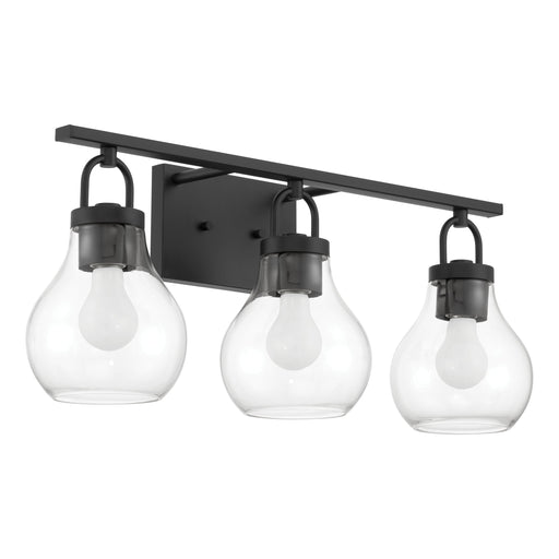 Vanity Light Thesis 207636A Mansfield 24 inch 3 light Matte Black Vanity Light with Clear Glass Shades THESIS