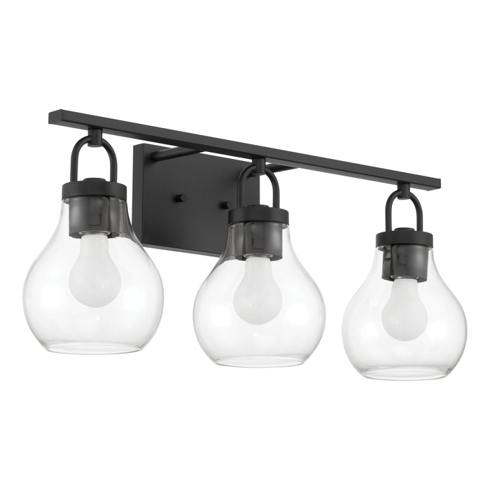 Vanity Light Thesis 207636A Mansfield 24 inch 3 light Matte Black Vanity Light with Clear Glass Shades THESIS