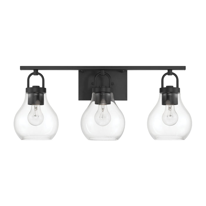 Vanity Light Thesis 207636A Mansfield 24 inch 3 light Matte Black Vanity Light with Clear Glass Shades THESIS