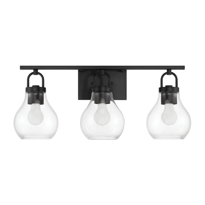 Vanity Light Thesis 207636A Mansfield 24 inch 3 light Matte Black Vanity Light with Clear Glass Shades THESIS