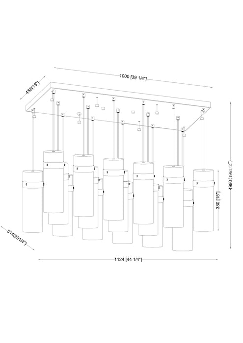 Linear Chandelier Z-Lite 7002P5-17L-BN Brushed Nickel Fontaine 17 Light Linear Chandelier Z-Lite