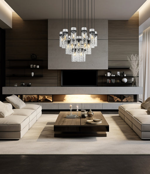 Chandelier Z-Lite 7002P5-27R-MB Matte Black Fontaine 27 Light Chandelier Z-Lite