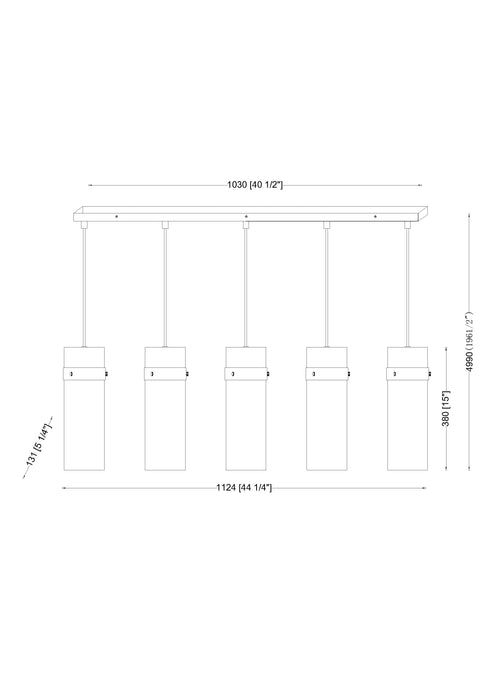 Linear Chandelier Z-Lite 7002P5-5L-BN Brushed Nickel Fontaine 5 Light Linear Chandelier Z-Lite