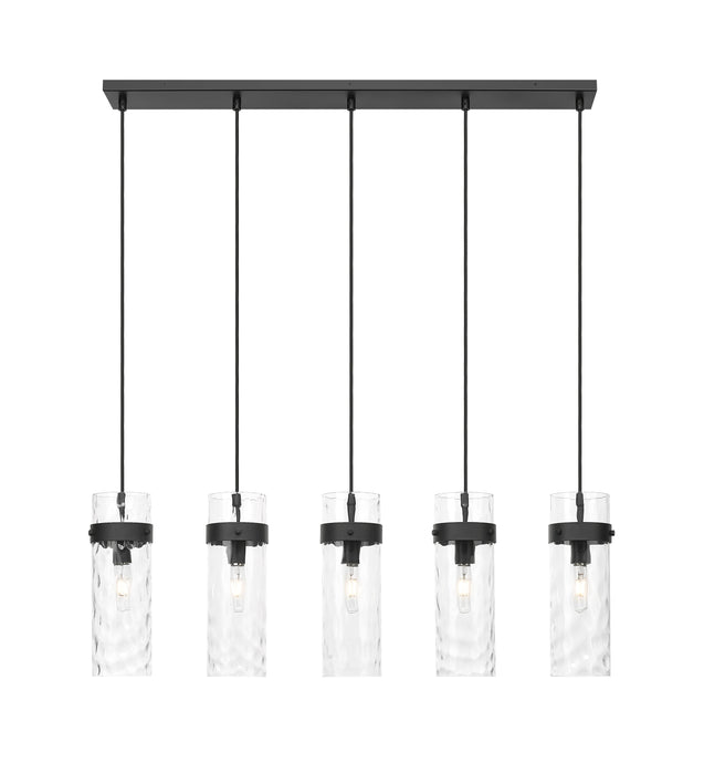 Linear Chandelier Z-Lite 7002P5-5L-MB Matte Black Fontaine 5 Light Linear Chandelier Z-Lite