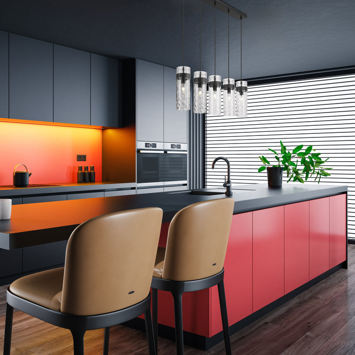 Linear Chandelier Z-Lite 7002P5-5L-MB Matte Black Fontaine 5 Light Linear Chandelier Z-Lite