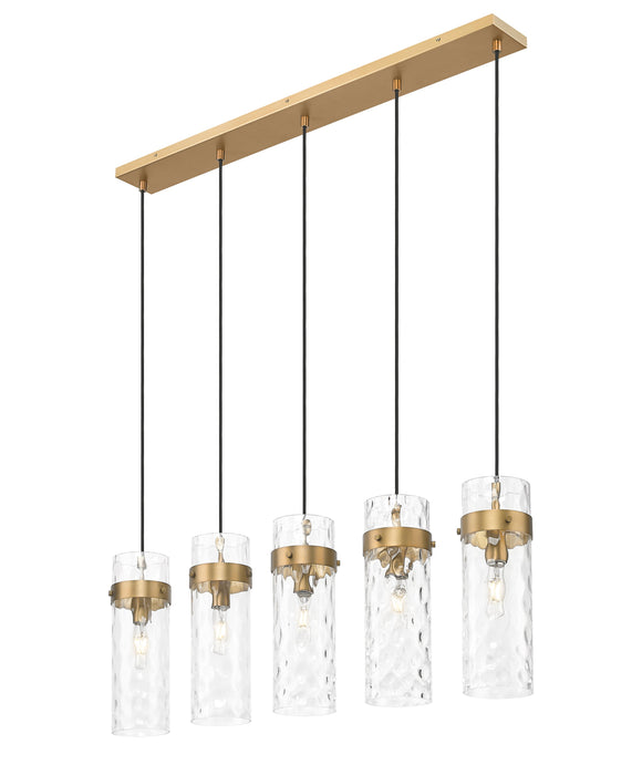 Linear Chandelier Z-Lite 7002P5-5L-RB Rubbed Brass Fontaine 5 Light Linear Chandelier Z-Lite