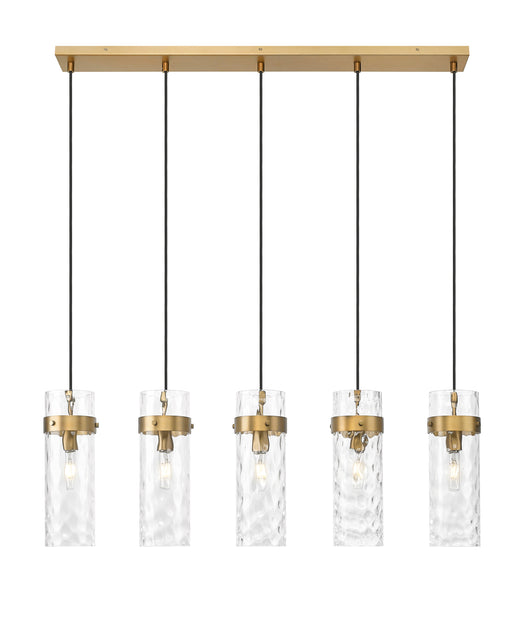 Linear Chandelier Z-Lite 7002P5-5L-RB Rubbed Brass Fontaine 5 Light Linear Chandelier Z-Lite