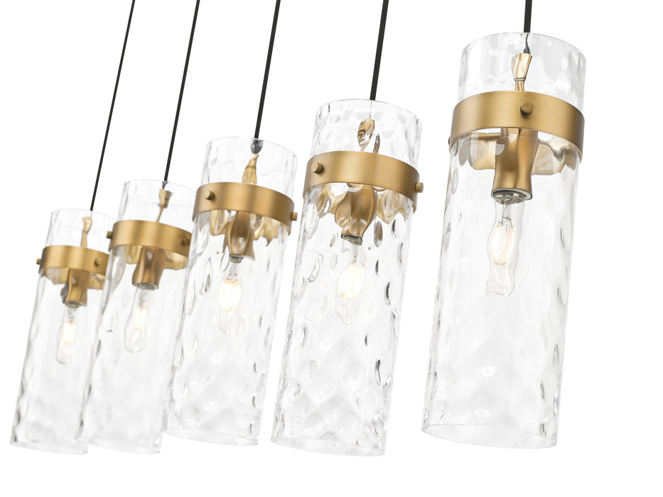 Linear Chandelier Z-Lite 7002P5-5L-RB Rubbed Brass Fontaine 5 Light Linear Chandelier Z-Lite