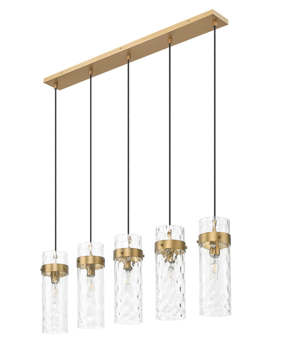 Linear Chandelier Z-Lite 7002P5-5L-RB Rubbed Brass Fontaine 5 Light Linear Chandelier Z-Lite