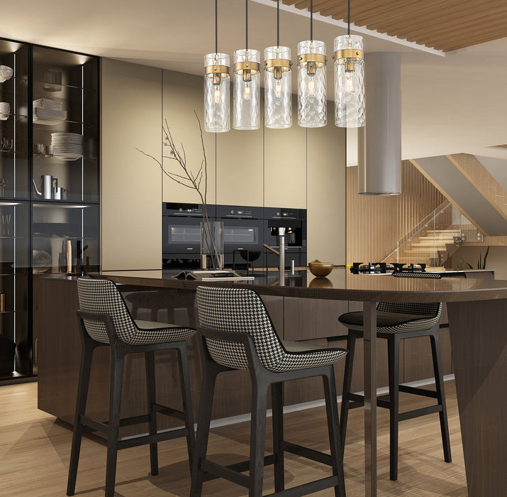 Linear Chandelier Z-Lite 7002P5-5L-RB Rubbed Brass Fontaine 5 Light Linear Chandelier Z-Lite