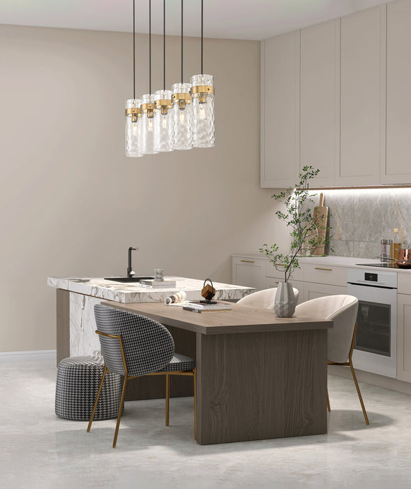 Linear Chandelier Z-Lite 7002P5-5L-RB Rubbed Brass Fontaine 5 Light Linear Chandelier Z-Lite