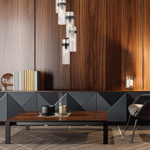 Chandelier Z-Lite 7002P5-5R-MB Matte Black Fontaine 5 Light Chandelier Z-Lite