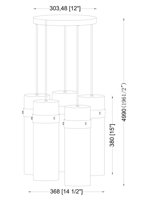 Chandelier Z-Lite 7002P5-5R-RB Rubbed Brass Fontaine 5 Light Chandelier Z-Lite