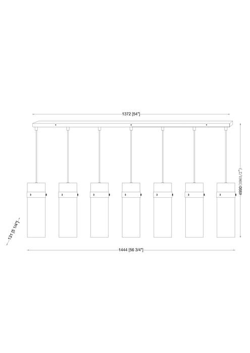 Linear Chandelier Z-Lite 7002P5-7L-MB Matte Black Fontaine 7 Light Linear Chandelier Z-Lite