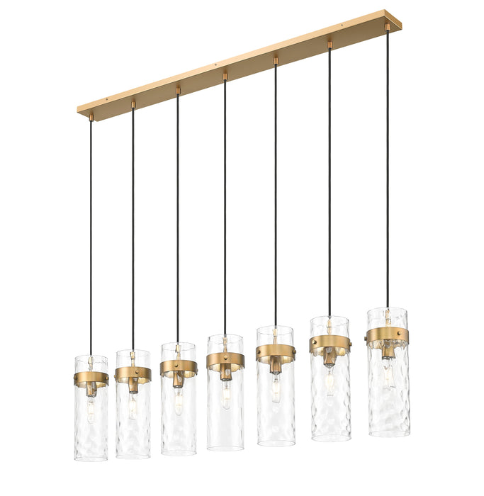 Linear Chandelier Z-Lite 7002P5-7L-RB Rubbed Brass Fontaine 7 Light Linear Chandelier Z-Lite