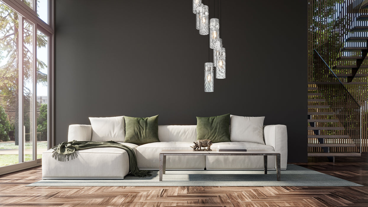 Chandelier Z-Lite 7002P5-7R-BN Brushed Nickel Fontaine 7 Light Chandelier Z-Lite