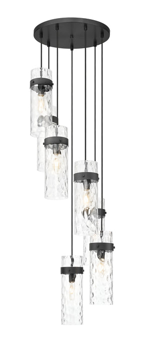 Chandelier Z-Lite 7002P5-7R-MB Matte Black Fontaine 7 Light Chandelier Z-Lite
