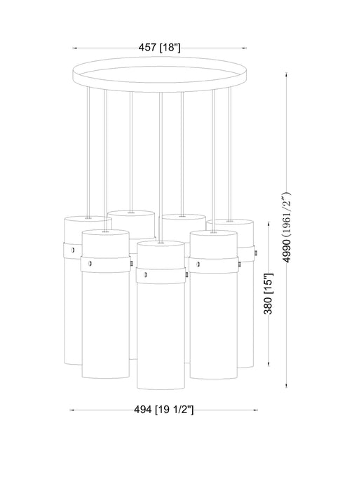 Chandelier Z-Lite 7002P5-7R-RB Rubbed Brass Fontaine 7 Light Chandelier Z-Lite
