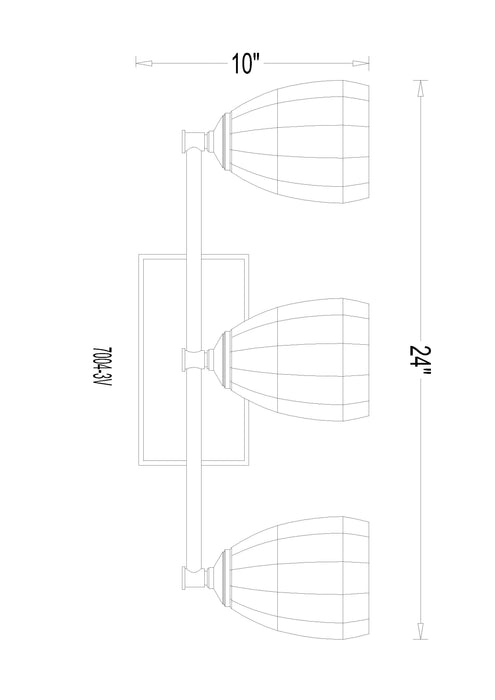 Vanity Z-Lite 7004-3V-MGLD Modern Gold Oren 3 Light Vanity Z-Lite