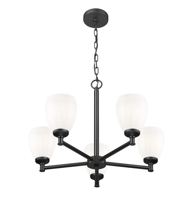 Chandelier Z-Lite 7004-5MB Matte Black Oren 5 Light Chandelier Z-Lite