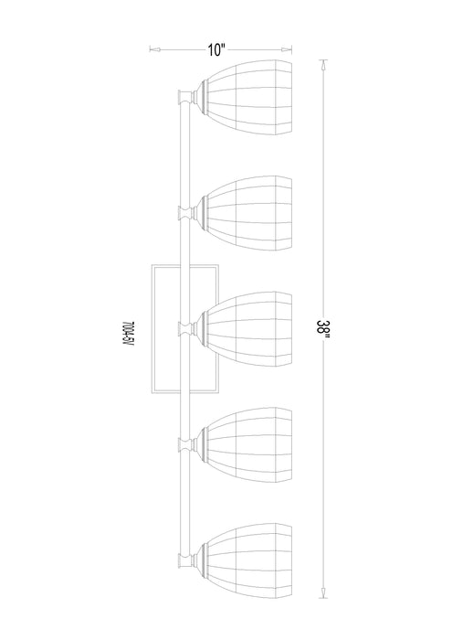 Vanity Z-Lite 7004-5V-MGLD Modern Gold Oren 5 Light Vanity Z-Lite