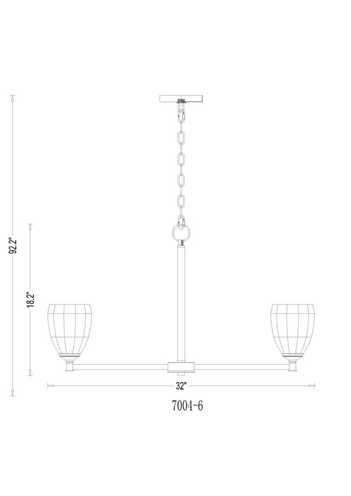Chandelier Z-Lite 7004-6MB Matte Black Oren 6 Light Chandelier Z-Lite
