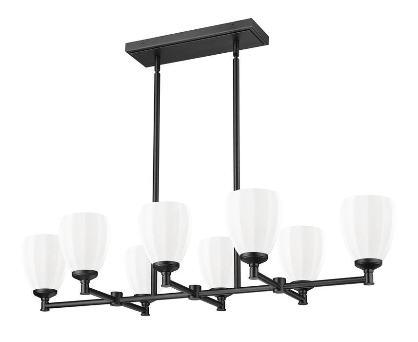 Linear Chandelier Z-Lite 7004-8L-MB Matte Black Oren 8 Light Linear Chandelier Z-Lite