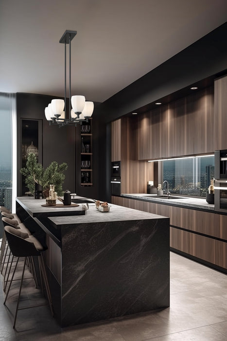 Linear Chandelier Z-Lite 7004-8L-MB Matte Black Oren 8 Light Linear Chandelier Z-Lite