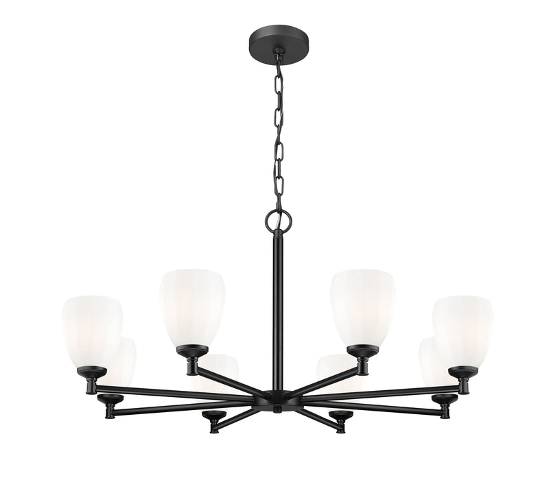Chandelier Z-Lite 7004-8MB Matte Black Oren 8 Light Chandelier Z-Lite