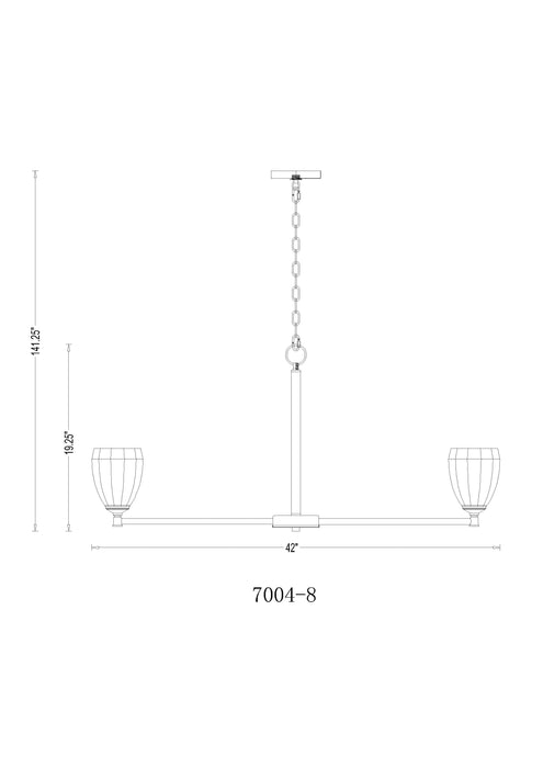 Chandelier Z-Lite 7004-8MB Matte Black Oren 8 Light Chandelier Z-Lite
