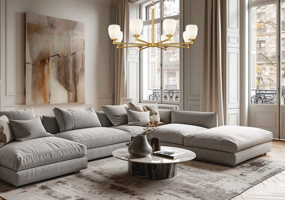 Chandelier Z-Lite 7004-8MGLD Modern Gold Oren 8 Light Chandelier Z-Lite