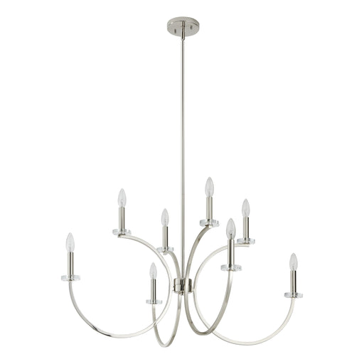 Chandelier Thesis 206934A Florian 36 inch 8 light Polished Nickel and Clear Glass Chandelier THESIS