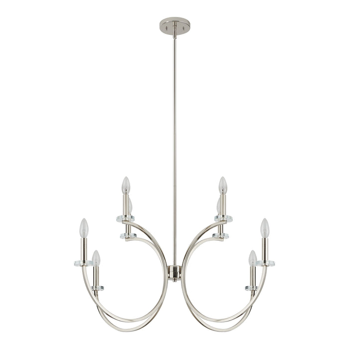Chandelier Thesis 206934A Florian 36 inch 8 light Polished Nickel and Clear Glass Chandelier THESIS