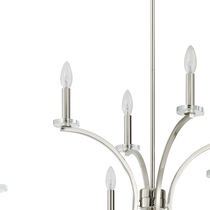 Chandelier Thesis 206934A Florian 36 inch 8 light Polished Nickel and Clear Glass Chandelier THESIS